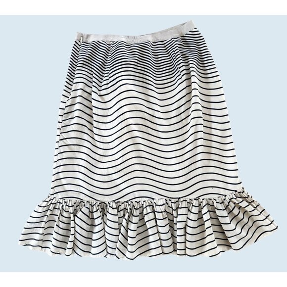TORY BURCH Opalina Striped Ruffle Faux Wrap Riptide Skirt Sz 10 - Picture 6 of 8